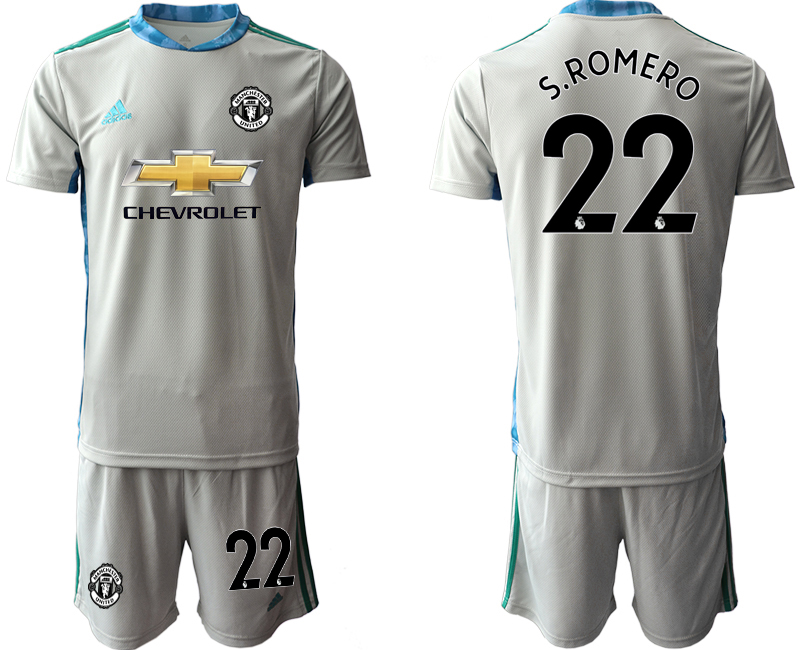 Men 2020-2021 club Manchester United grey goalkeeper #22 Soccer Jerseys